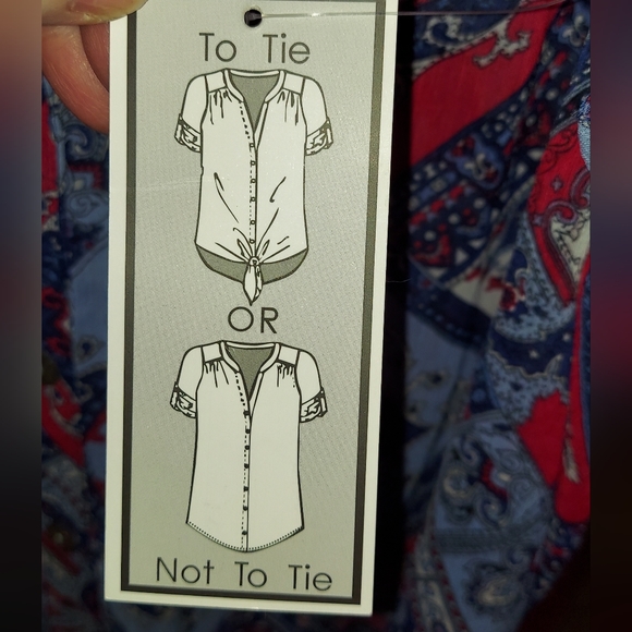 NEW To Tie Or Not To Tie Button Down Shirt Top from Christopher Banks size small - Picture 7 of 7